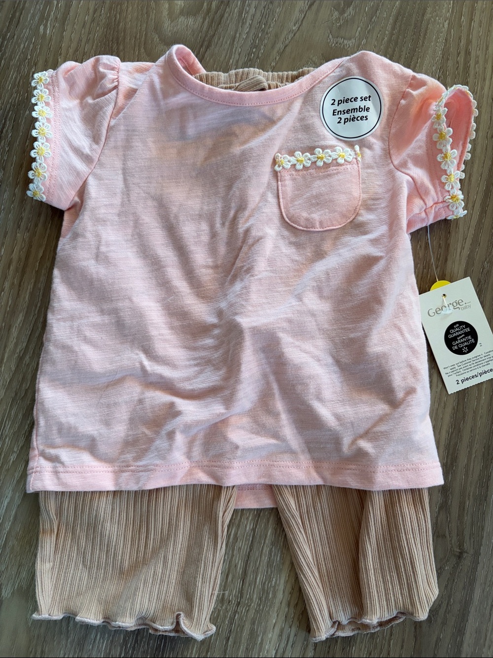 George 2pc Set Daisy Ribbed 6-12mo - Picture 2 of 6